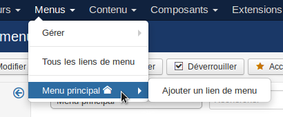 Sélectionnez le menu (ici : menu principal)