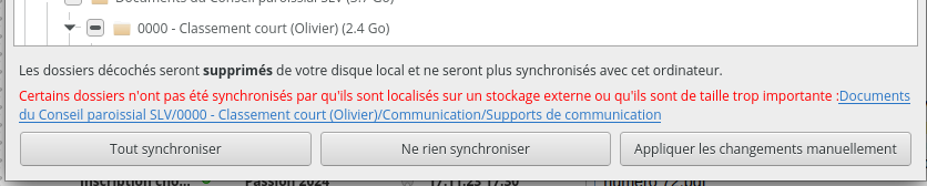 synchronisation partielle : vérifier si le dossier est présent à distance